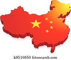 3D Map of China with Flag 3D Map of China with Flag