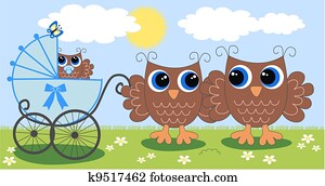 a, 漂亮, 很少, 猫头鹰, 家庭