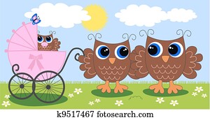 niejaki, sprytny, mały, sowa, rodzina