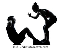 one couple man woman exercising workout fitness