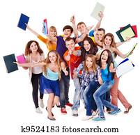 grupo, estudante, com, notebook.