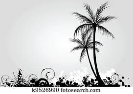 Palm trees on grunge background