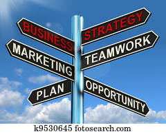 Business Strategy Signpost Showing Teamwork Marketing And Plans Business Strategy Signpost Showing Teamwork Marketing And Plans