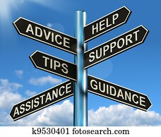 conselho, ajuda, apoio, e, sugestões, signpost, mostrando, informação, e, gu