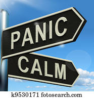 Panic Or Calm Signpost Showing Chaos Relaxation And Rest Panic Or Calm Signpost Showing Chaos Relaxation And Rest