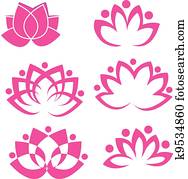 satz, von, lotos, blumen, logo, vektor satz, von, lotos, blumen, logo, vektor