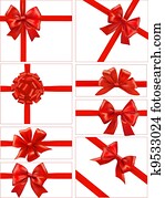 Set of red gift bows with ribbons. Set of red gift bows with ribbons.