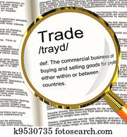Trade Definition Magnifier Showing Import And Export Of Goods Trade Definition Magnifier Showing Import And Export Of Goods