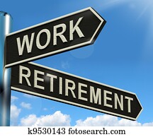 Work Or Retire Signpost Showing Choice Of Working Or Retirement Work Or Retire Signpost Showing Choice Of Working Or Retirement