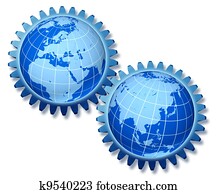 europa, asia, comercio, concepto