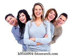 grupo, de, feliz, personas.