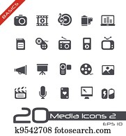 multimedia, ícones, //, básico