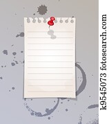 Note paper and red pin Note paper and red pin