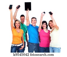 people with smartphones