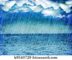 Raining storm in sea. Vintage nature background with dark clouds Raining storm in sea. Vintage nature background with dark clouds