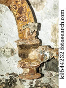 rusty machine in old rotten refinery station 