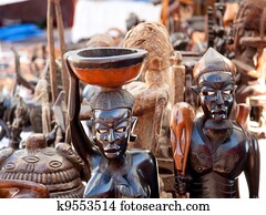 african handcraft dark wood carved figures