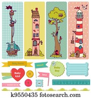 Scrapbook Design Elements - Vintage Child Set - in vector Scrapbook Design Elements - Vintage Child Set - in vector