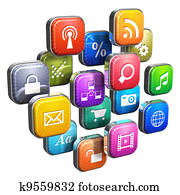 Software concept: cloud of program icons Software concept: cloud of program icons