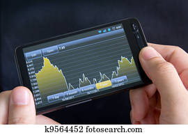 Smart phone with stock chart