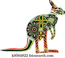 צללית, של, a, קנגורו, עם, austr