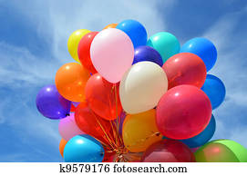 Color air balloon on blue sky background