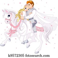 Romantic couple on white horse Romantic couple on white horse