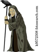 Witch with raven Witch with raven