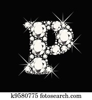 *p*, מכתב, עם, יהלומים