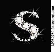 *s*, מכתב, עם, יהלומים