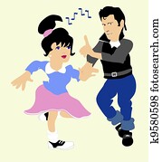 בחור וילדה, לעשות, a, רקוד, ל, ה, 5