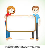 Happy 3d Couple in Vector holding Placard Happy 3d Couple in Vector holding Placard