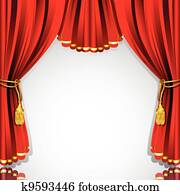 Stock Photography of Velvet Theater Stage Drape Curtains With Blue