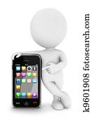 3d white people with a smartphone 3d white people with a smartphone