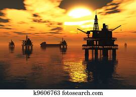 Sea Oil Platform and Tanker Sea Oil Platform and Tanker