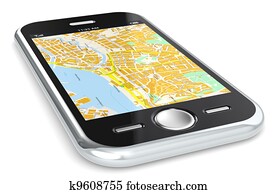Smartphone and GPS map. Smartphone and GPS map.