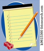 צהוב, נייר, עפרון, מחדד