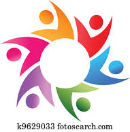 שיתוף פעולה, מסביב, לוגו, וקטור