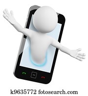 3d, איש, -, נייד, וידאו, התקשר