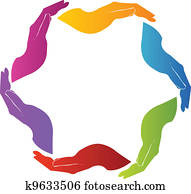 Hands solidarity teamwork logo 