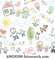 seamless, bakgrunn, -, glad familie