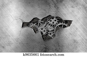 מתכת, רקע, עם, מכני, הזק