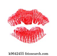 Red lips imprint isolated on white background