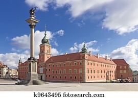 Sights of Poland. Warsaw Castle Square with king Sigismund column. 