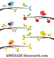 Birds on branches Birds on branches