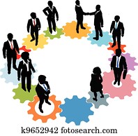 Business people team technology gears