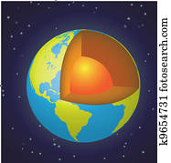 Earth cut-away - view from space
