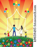 Happy family spends time together