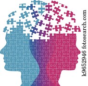 Man woman faces mind thought problem puzzle Man woman faces mind thought problem puzzle