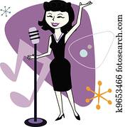 Retro Jazz Singer Cartoon Retro Jazz Singer Cartoon